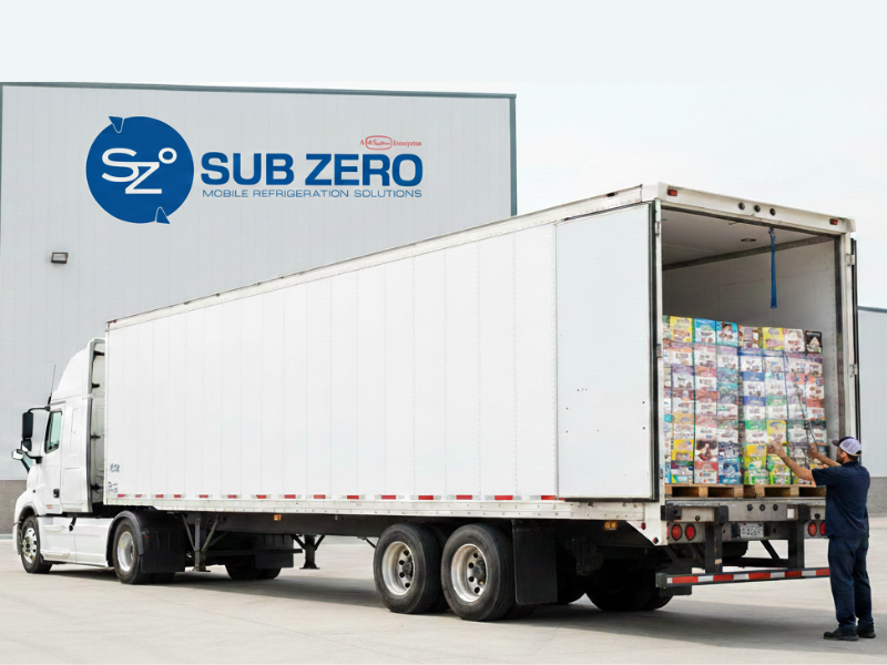 Refrigerated trucks for ice cream delivery on road
